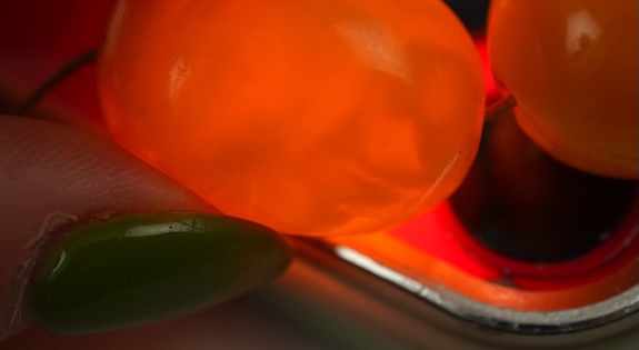 An amber bead necklace